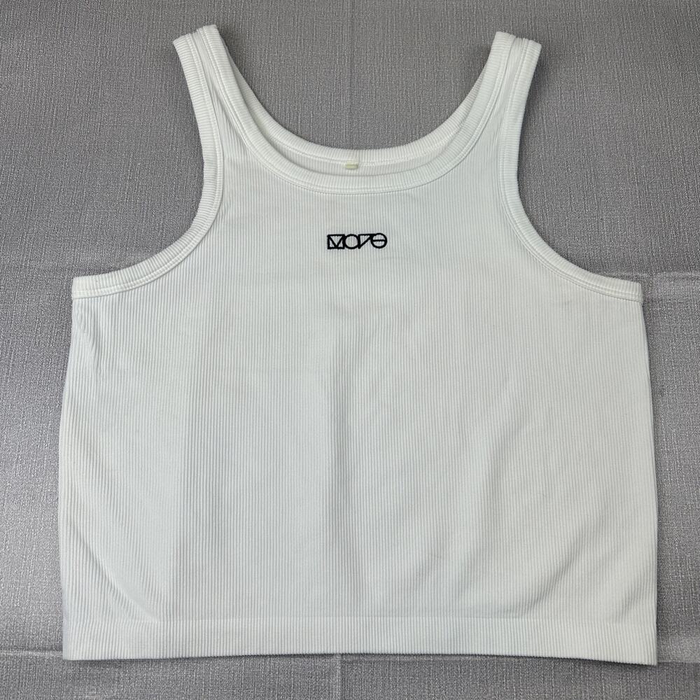 H&M Move Women’s Ribbed Cropped Tank Top White Size M Activewear Gym Athletic GC